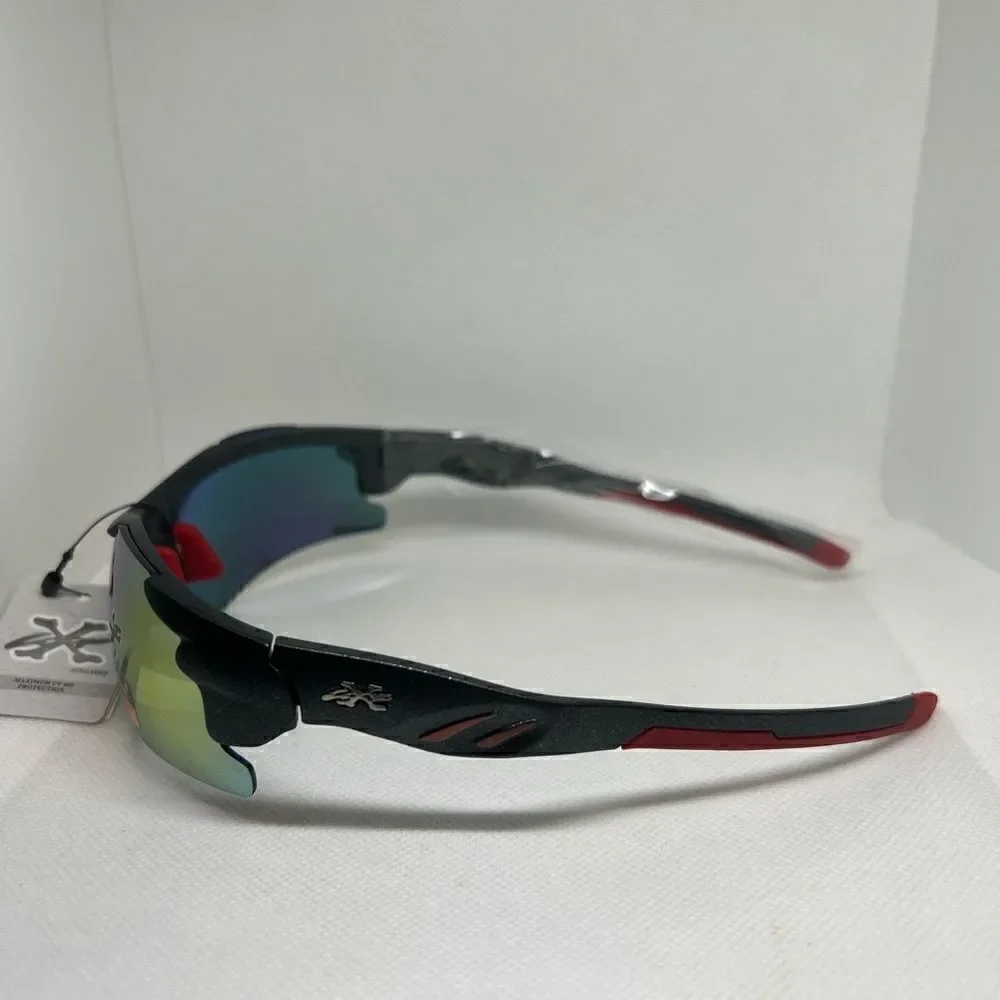 X-Loop Semi Rimless Wrap Mirrored Sunglasses